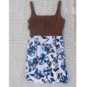 BCBG Brown Blue Floral Sleeveless Casual Dress